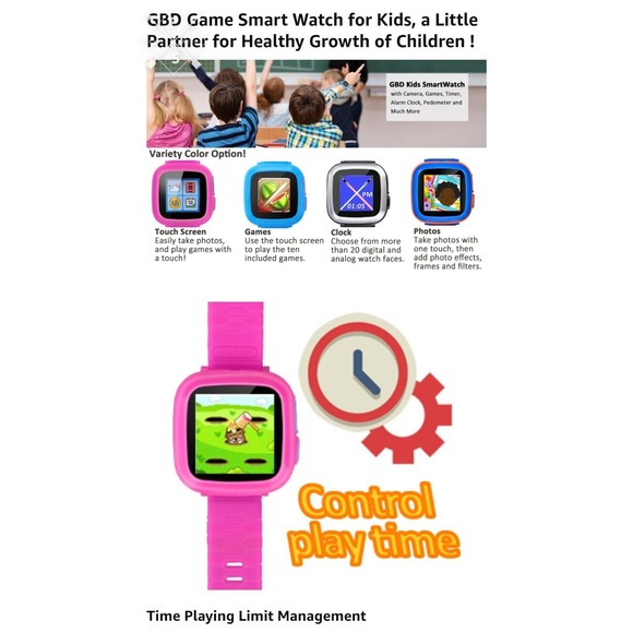 Kids SMART WATCH Pink‎ Camera Digital Smart Watch Touchscreen  Games Pedometer - Picture 2 of 5